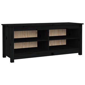 vidaXL Suoliukas batams, juodas, 110x38x45,5cm, pu&scaron;ies masyvas