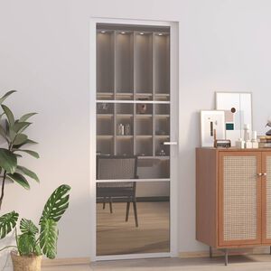 vidaXL Vidaus durys, baltos, 76x201,5cm, ESG stiklas ir aliuminis