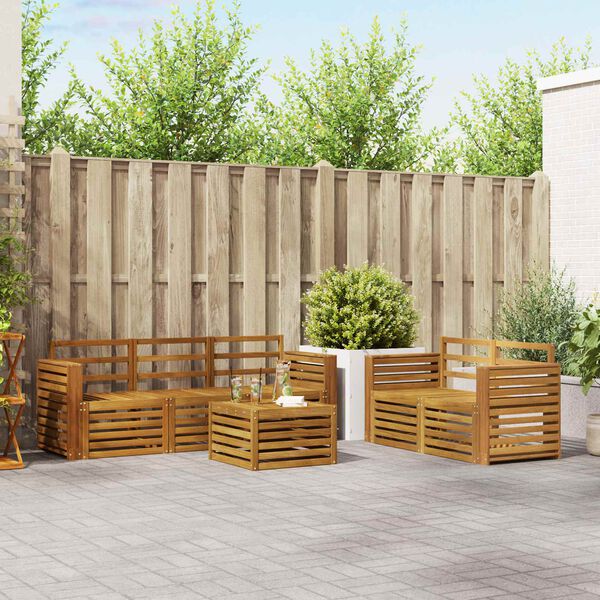 vidaXL Sofų komplektai 6 pcs Natūrali Kietos akacijos mediena