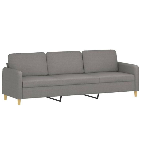 vidaXL Trivietė sofa su pagalvėmis, tamsiai pilka, 210cm, audinys