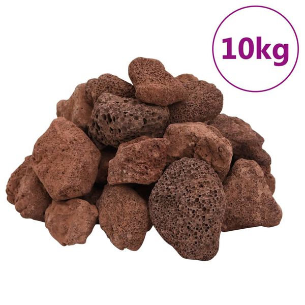 vidaXL Vulkaninės uolienos, raudonos spalvos, 10kg, 5&ndash;8cm