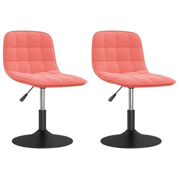 vidaXL Pasukamos valgomojo kėdės, 2vnt., rožinės spalvos, aksomas