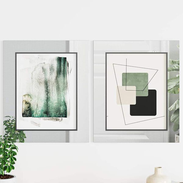 vidaXL Veidrodis mozaikos plytelė 12 pcs Sidabro 100 x 4 cm Stiklas