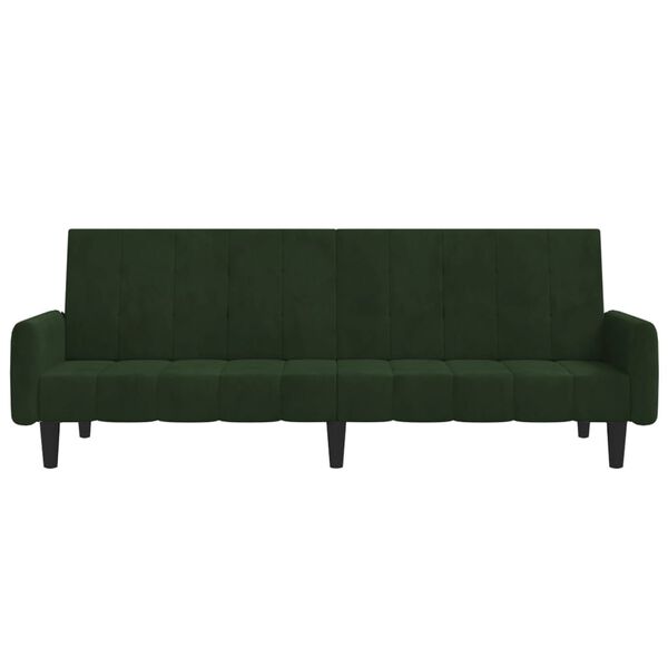 vidaXL Dvivietė sofa-lova, tamsiai žalios spalvos, aksomas
