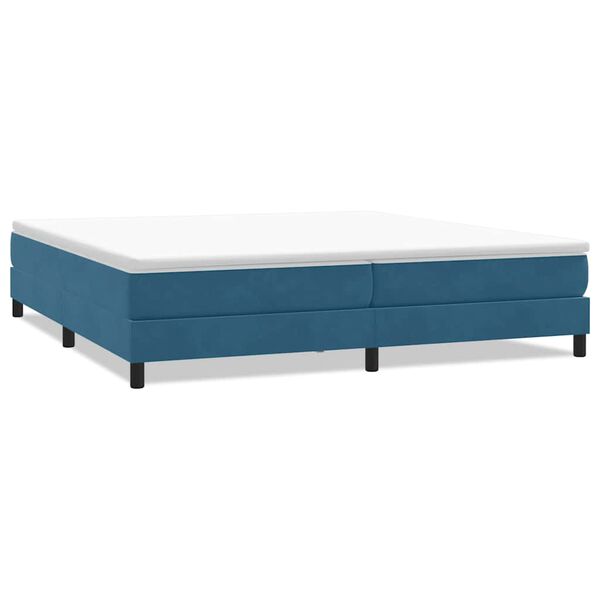 vidaXL Box Spring Lova be čiužinio Tamsiai mėlyna 200x220 cm aksomas