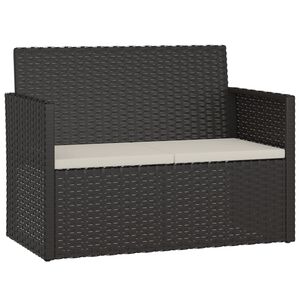 vidaXL Sodo suoliukas su pagalvėlėmis, juodas, 105cm, poliratanas