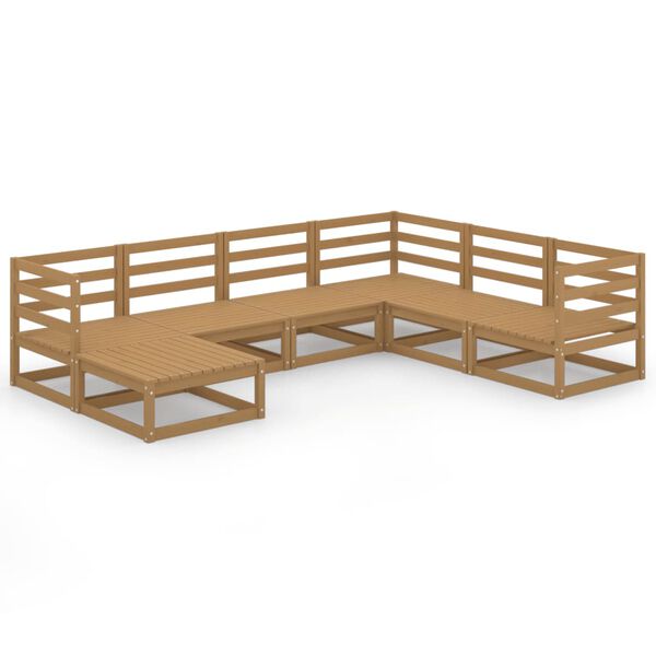 vidaXL Sodo poilsio baldų komplektas, 7 dalių, rudas, pu&scaron;ies masyvas