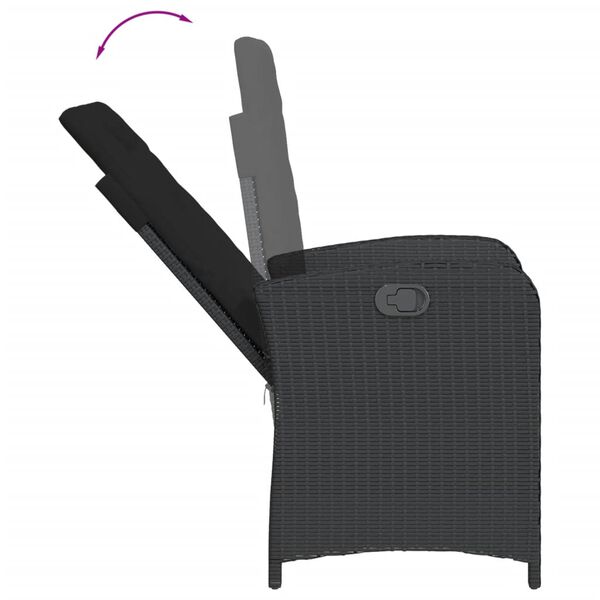 vidaXL Sodo komplektas su pagalvėlėmis, 9 dalių, juodas, poliratanas