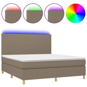 vidaXL Lova su spyruoklėmis/čiužiniu/LED, taupe, 160x200 cm, audinys