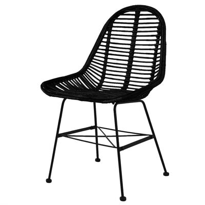 vidaXL Valgomojo kėdės, 6vnt., juodos, natūralus ratanas
