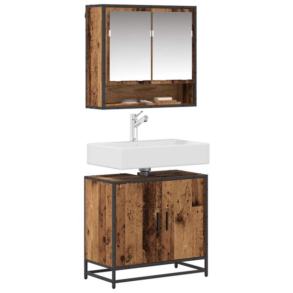 vidaXL Vonios baldų rinkinys 2 pcs Senovinis medis Apdirbta mediena