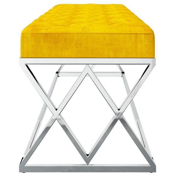 vidaXL Suoliukas, garstyčių geltonas, aksomas ir nerūdijantis plienas