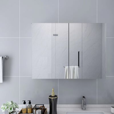 vidaXL Veidrodinė vonios kambario spintelė, balta, 80x15x60cm, MDF
