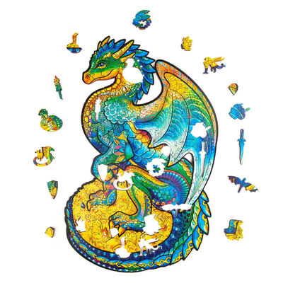 UNIDRAGON Medinė dėlionė Guarding Dragon, 183 detalės, 21x33cm