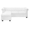 vidaXL L-formos Chesterfield sofa, dirbtinė oda, balta