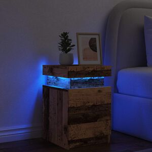 vidaXL Naktinė spintelė su LED, medienos, 35x39x55cm, mediena