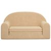 vidaXL Dvivietė vaiki&scaron;ka sofa-lova, kreminės spalvos, mink&scaron;tas pliu&scaron;as