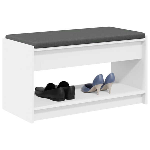 vidaXL Koridoriaus suolas su pagalve su lentyna Baltas 83 x 38 x 45 cm