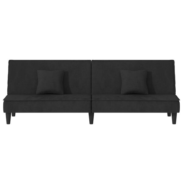 vidaXL Sofa-lova, juodos spalvos, aksomas