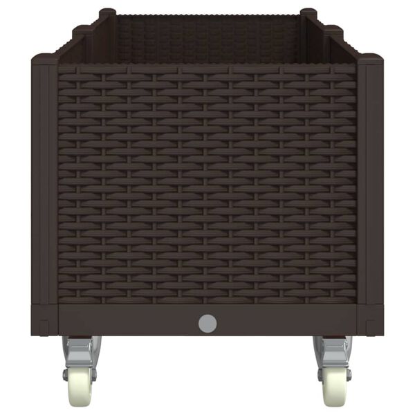 vidaXL Sodo lovelis su ratukais, rudos spalvos, 160x50x54cm, PP