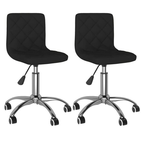 vidaXL Pasukamos valgomojo kėdės, 2vnt., juodos spalvos, aksomas