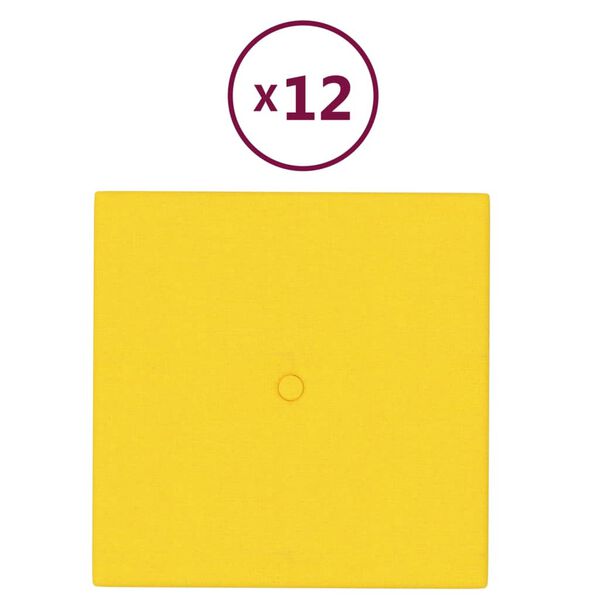 vidaXL Sienų plok&scaron;tės, 12vnt., &scaron;viesiai geltonos, 30x30 cm 1,08 m&sup2;