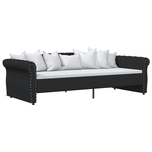 vidaXL Lova su USB i&scaron;vestimi, juodos spalvos, 90x200cm, audinys