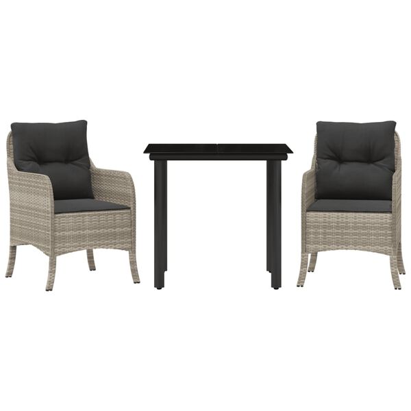 vidaXL Sodo komplektas su pagalvėlėmis, 3 dalių, pilkas, poliratanas