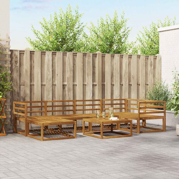 vidaXL Lauko sofos komplektas 7 pcs Natūrali Kietos akacijos mediena