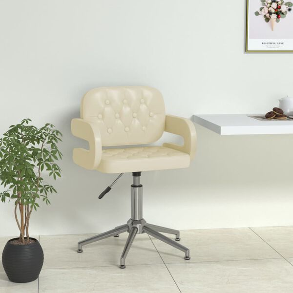 vidaXL Pasukama valgomojo kėdė, kreminės spalvos, dirbtinė oda