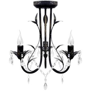 Art Nouveau Juodo Metalo Sietynas su Kri&scaron;tolo Karoliukais, 3 x E14