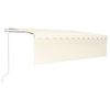 vidaXL Automatinė markizė su uždanga/LED/vėjo jutikliu, kreminė, 5x3m