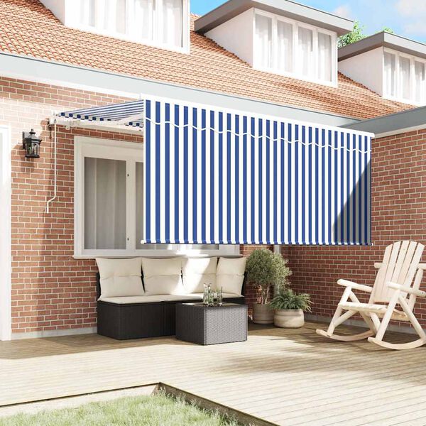 vidaXL I&scaron;traukiama markizė Mėlyna ir balta 300 x 200 cm