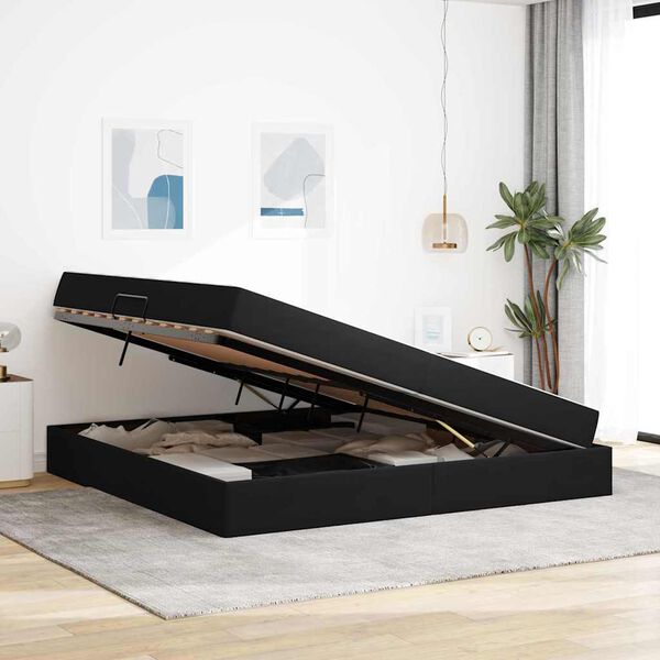 vidaXL Lova su daiktų laikymo vieta ir čiužiniu Juoda 200 x 200 cm