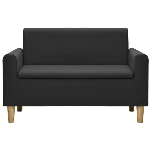 vidaXL Dvivietė vaiki&scaron;ka sofa, juoda, dirbtinė oda