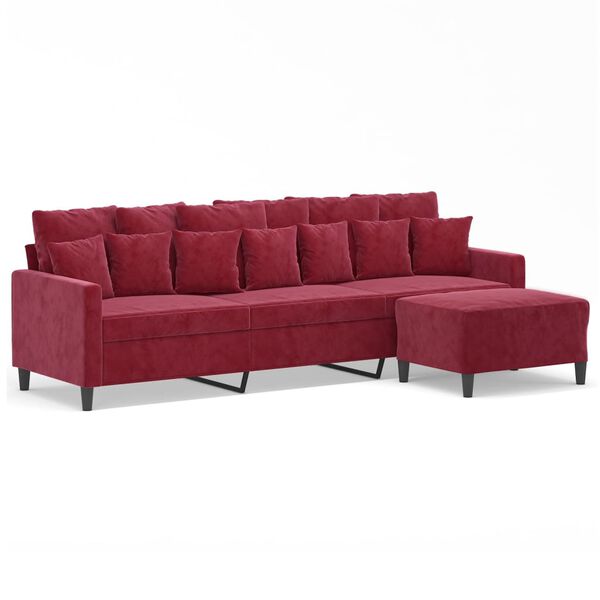 vidaXL Trivietė sofa su pakoja, raudonojo vyno spalvos, 210cm, aksomas