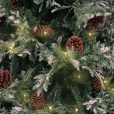 vidaXL Kalėdų eglutė su kankorėžiais, žalia/balta, 195cm, PVC ir PE