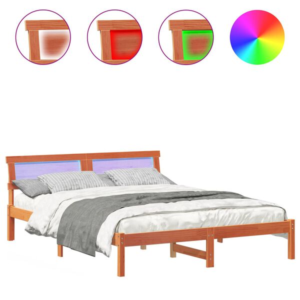 vidaXL Lovos rėmas Va&scaron;ko ruda 140 x 200 cm Kietos pu&scaron;ies mediena