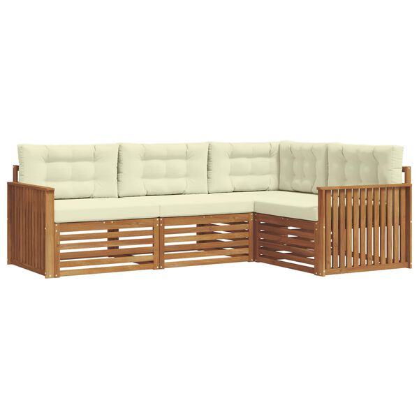 vidaXL Lauko sofos komplektas su pagalve 4 pcs Natūralus ir grietinėlė