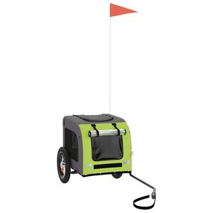 vidaXL Dviračio priekaba augintiniams, žalia/pilka, audinys/geležis