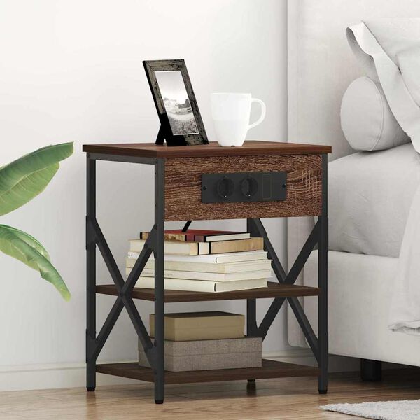 vidaXL &Scaron;alia lovos spintelė su lentyna Rudas ąžuolas 41 x 31 x 51 cm