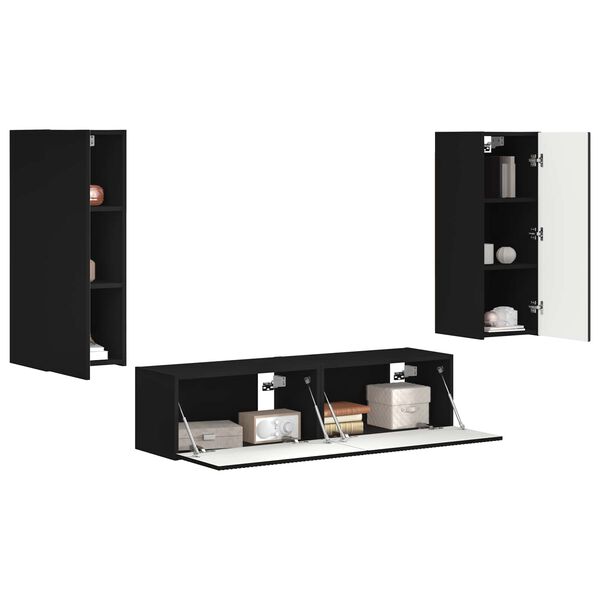 vidaXL TV spintelių komplektas 2 pcs Juoda Apdirbta mediena