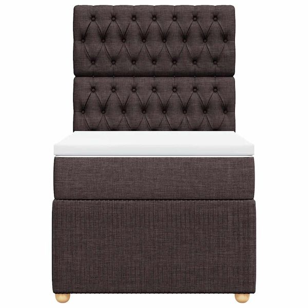 vidaXL Lova su spyruoklėmis ir čiužiniu, ruda, 90x200 cm, audinys