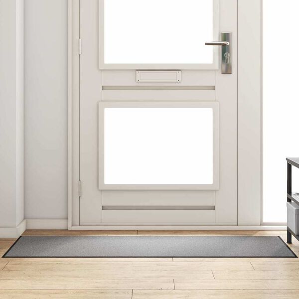 vidaXL Durų kilimėlis Kita Pilka ir juoda 60 x 180 cm