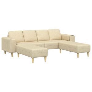 vidaXL Svetainės sofa 3 vnt. Kreminė Poliesteris