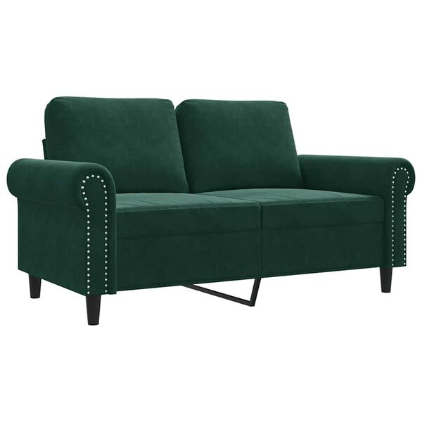 vidaXL Dvivietė sofa, tamsiai žalios spalvos, 120cm, aksomas