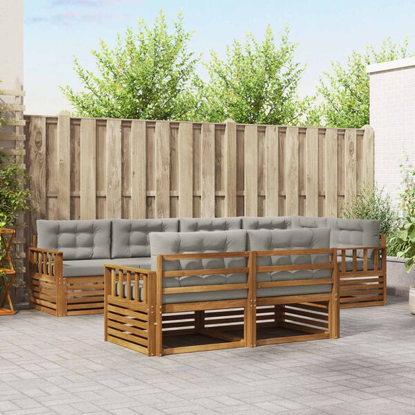 vidaXL Lauko sofos komplektas 7 pcs Natūrali ir &scaron;viesiai pilka