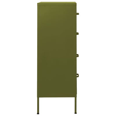 vidaXL Komoda su stalčiais, alyvuogių žalia, 80x35x101,5cm, plienas