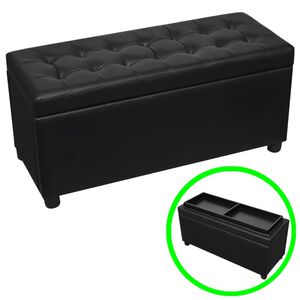 vidaXL Daiktadėžė/otomanė, dirbtinė oda, juoda