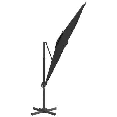 vidaXL Gembės formos skėtis su aliuminiu stulpu, juodas, 300x300cm